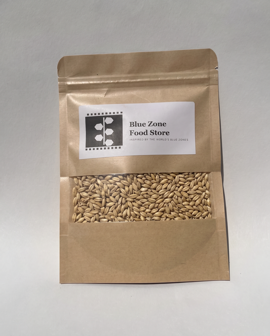 Blue Zone Food Store kraft pouch of Hulled Barley