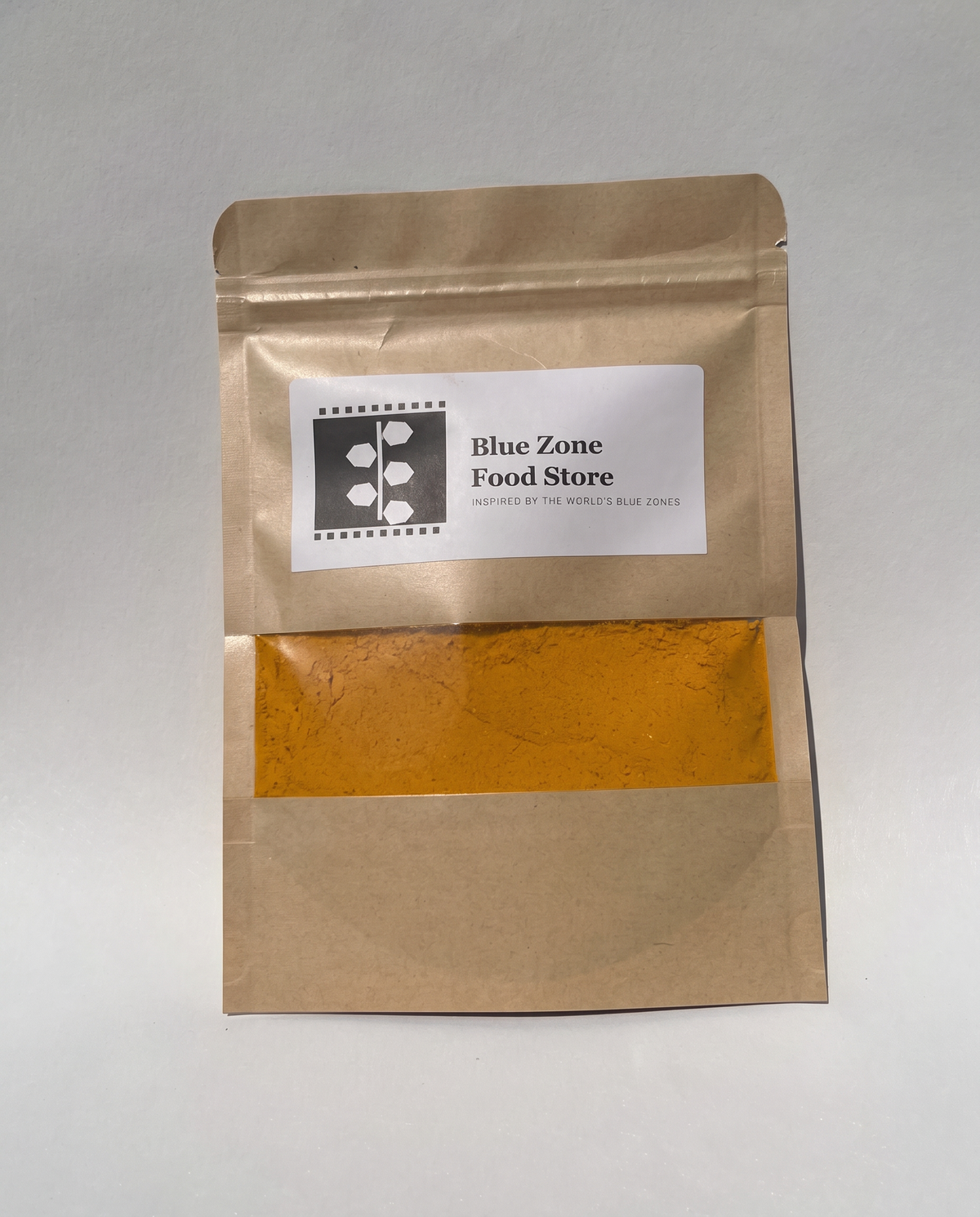 Blue Zone Food Store kraft pouch of Organic Turmeric Powder